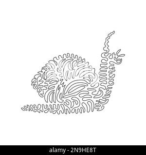 Single curly one line drawing of cute snail abstract art. Continuous line drawing graphic design vector illustration of slow moving snail for icon Stock Vector