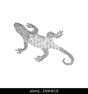 Single one line drawing of exotic lizard abstract art. Continuous line drawing graphic design vector illustration of lizard scaly skinned for icon Stock Vector