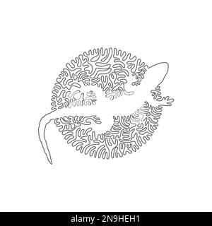 Continuous one curve line drawing of exotic lizard abstract art. Single line editable stroke vector illustration of a lizard sticks out its tongue Stock Vector