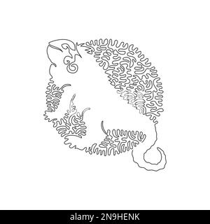 Single curly one line drawing of beautiful iguana abstract art. Continuous line drawing graphic design vector illustration of wonderful iguana Stock Vector
