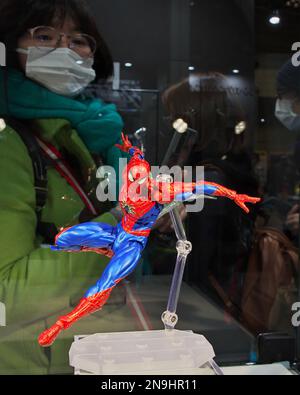 Chiba, Japan. 12th Feb, 2023. Figure model are seen displayed during the 'Wonder Festival 2023 winter' in Chiba Prefecture, Japan on Sunday, February 12, 2023. Photo by Keizo Mori/UPI Credit: UPI/Alamy Live News Stock Photo