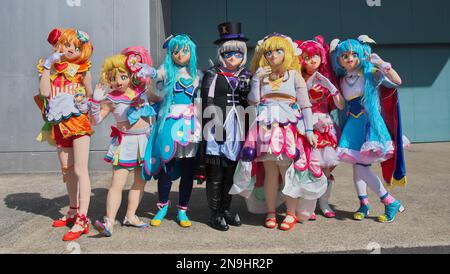 Chiba, Japan. 12th Feb, 2023. Cosplayers pose for camera during the 'Wonder Festival 2023 winter' in Chiba Prefecture, Japan on Sunday, February 12, 2023. Photo by Keizo Mori/UPI Credit: UPI/Alamy Live News Stock Photo