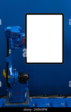 Robot arm with digital tablet Stock Photo