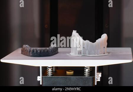 3d printer printed 3d jaw prosthesis. Digital dentistry Stock Photo