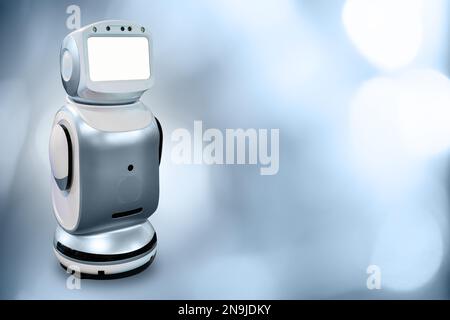 Robot consultant with digital tablet Stock Photo
