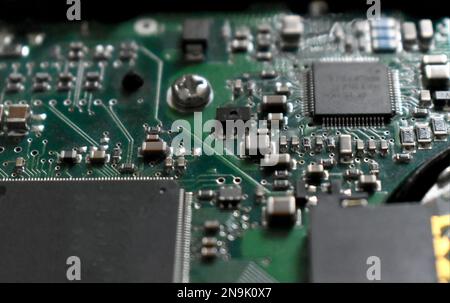 Electrical circuit board, close up, macro photography Stock Photo