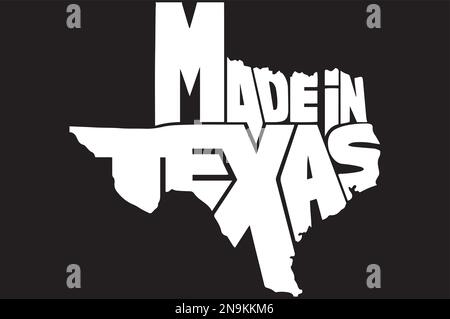 Made in Texas design in the shape of Texas Map. Stock Vector