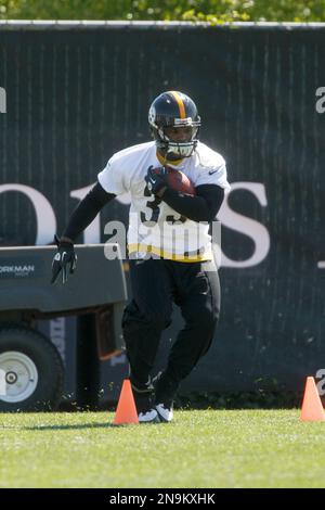 Pittsburgh Steelers running back Isaac Redman wears the team's new