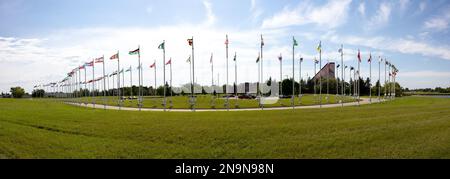 The Flags at the Royal Canadian Mint in Winnipeg, Manitoba, Canada Stock Photo