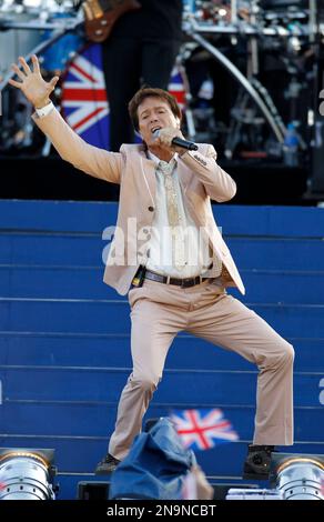 Sir Cliff Richard performs at the Queen's Jubilee Concert in front of Buckingham Palace, London, Monday, June 4, 2012. The concert is a part of four days of celebrations to mark the 60 year reign of Britain's Queen Elizabeth II. (AP Photo/Joel Ryan)