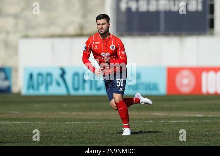 Oliveira de Azemeis, Portugal. 12th Feb, 2023. Rodrigo Borges (Oliveirense)  Football/Soccer : Portugal Liga Portugal 2 SABSEG match between UD  Oliveirense 2-1 FC Porto B at the Estadio Carlos Osorio in Oliveira