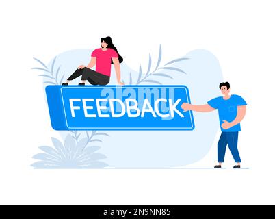 People press button with text feedback. Click button for app and web design. Stock Vector