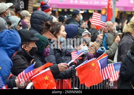 New York City, United States. 12th February, 2023. The 25th Annual Chinese Lunar New Year Parade and Festival celebrated in Manhattan-Chinatown in New York City. Credit: Ryan Rahman/Alamy Live News Stock Photo