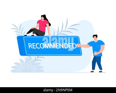 People press button with text recommended. Click button for app and web design. Stock Vector