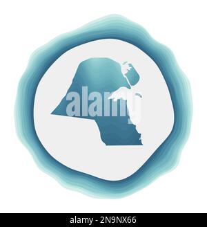 Kuwait logo. Badge of the country. Layered circular sign around Kuwait border shape. Authentic vector illustration. Stock Vector
