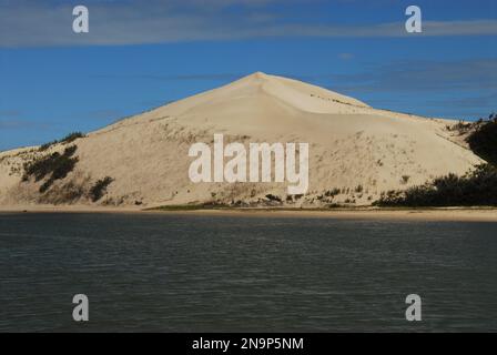 Panoramic landscape of a huge sand dune at the mouth of the Sundays river on the coast of South Africa. Stock Photo