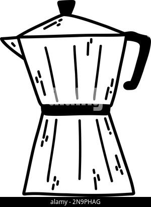 Hand drawn doodle espresso coffee maker. Vector illustration of Italian espresso machine, moka pot Stock Vector