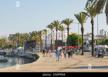 Portimao town, Promenade of Arade River in city centre Algarve region, Portugal Stock Photo