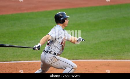 Detroit Tigers' Andy Dirks hits a solo home run off Cleveland