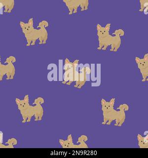 Bichon frise Teacup seamless pattern. Different coat colors and poses set. Vector illustration Stock Vector