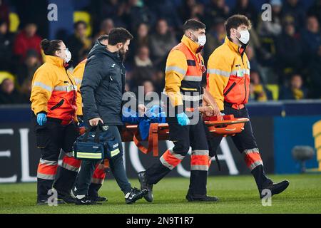Valencia, Spain. 12th Feb, 2023. Francis Coquelin (Villarreal CF, #19) looks injured Credit: saolab/Alamy Live News Credit: saolab/Alamy Live News Stock Photo