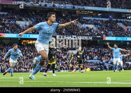 Piraeus, Greece. 16 August, 2023: Cole Palmer of Manchester City celebrates  after scoring with Rodri of Manchester City during the UEFA Super Cup 2023  match between Manchester City FC and Sevilla FC