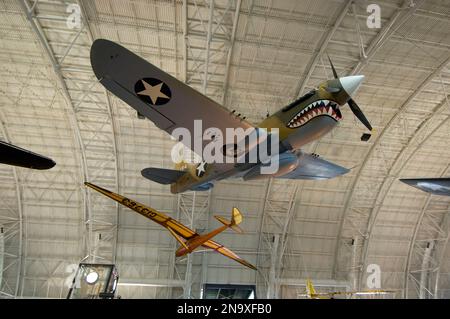 Aircraft in a hangar at the National Air and Space Museum, Steven F. Udvar Hazy Center in Chantilly, Virginia, USA. All from the new edition to the... Stock Photo