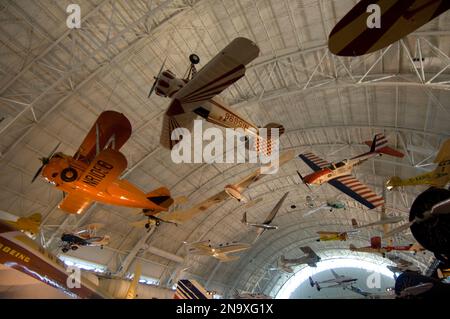 Aircraft in a hangar at the National Air and Space Museum, Steven F. Udvar Hazy Center in Chantilly, Virginia, USA. All from the new edition to the... Stock Photo