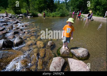 Itasca State Park, home to the headwaters of the Mississippi River; Park Rapids, Minnesota, United States of America Stock Photo