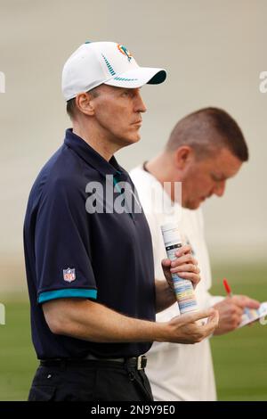 Miami Dolphins new head coach Mike McDaniel adjusts his glasses as he  answers questions from journalists at an introductory press conference,  Thursday, Feb. 10, 2022, in Miami Gardens, Fla. The Miami Dolphins