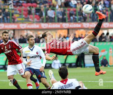 AC Milan forward Zlatan Ibrahimovic, of Sweden, performs an
