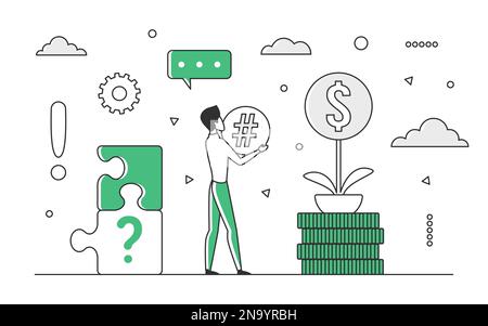 Startup investment capital. New business investors, financial budget vector monocolor illustration Stock Vector