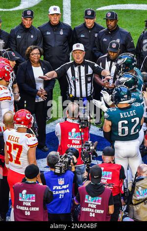 Phoenix USA. 12th Feb 2023. The coin toss ahead of Super Bowl