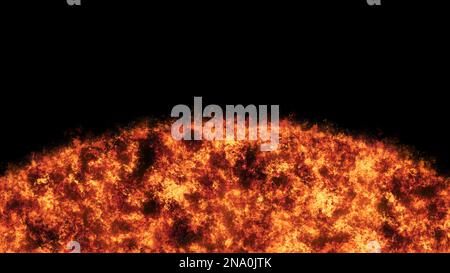 solar flares and sun surface illustration on the dark background. Stock Photo