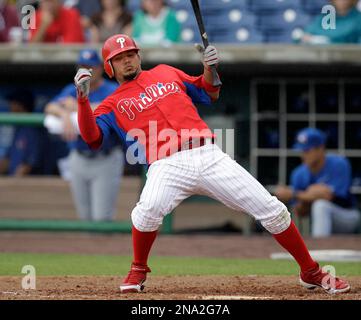 Philadelphia Phillies shortstop Freddy Galvis (13) prepares for the game  against the Colorado Rockies, July 10, 2016 in Denver. (Margaret Bowles via  AP Images Stock Photo - Alamy