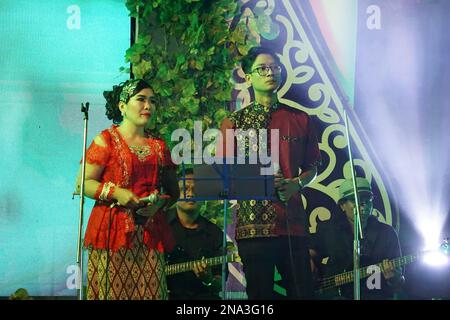 Javanese performing keroncong music. Keroncong is one of  music genre from Indonesia Stock Photo