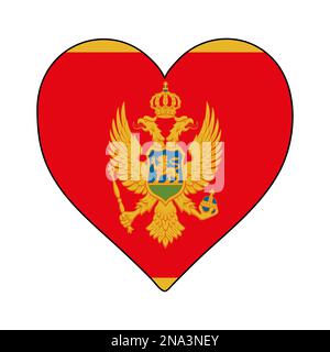Montenegro Heart Shape Flag. Love Montenegro. Visit Montenegro. Southern Europe. Europe. European Union. Vector Illustration Graphic Design. Stock Vector