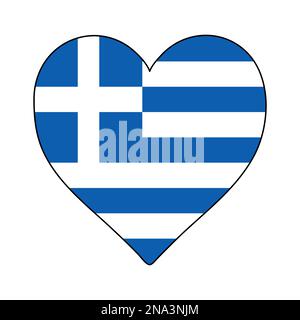 Greece Heart Shape Flag. Love Greece. Visit Greece. Southern Europe. Europe. European Union. Vector Illustration Graphic Design. Stock Vector