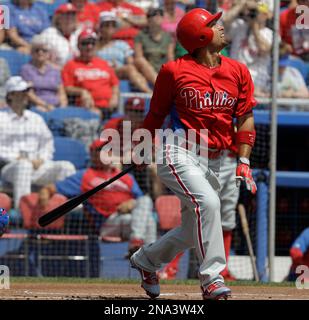 Philadelphia Phillies' Shane Victorino hits a home run against the