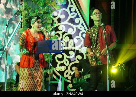 Javanese performing keroncong music. Keroncong is one of  music genre from Indonesia Stock Photo