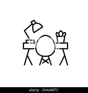 Cozy workplace for remote worker. Pixel perfect, editable stroke icon Stock Vector