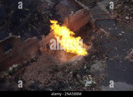 Huge flames leak from a gas pipe Stock Photo - Alamy