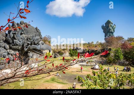 Garuda statue and Garuda Wisnu Kencana statue at Garuda Wisnu Kencana Cultural Park; Bali, Indonesia Stock Photo