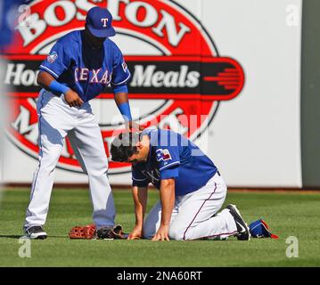 This is a 2012 photo of Nelson Cruz of the Texas Rangers baseball team.  This image reflects the Texas Rangers active roster as of Feb. 28, 2012  when this image was taken. (