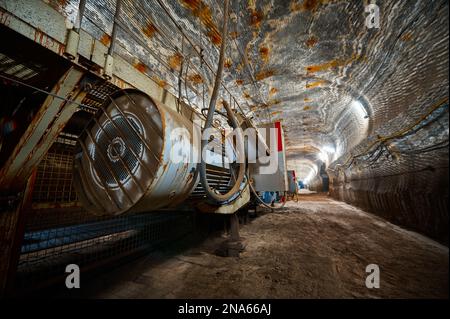 Production conveyor with steps and service ground in quarry Stock Photo