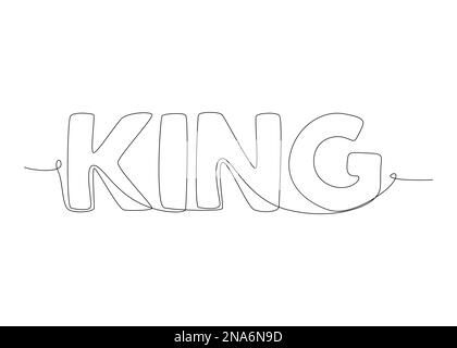 One continuous line of King word. Thin Line Illustration vector concept. Contour Drawing Creative ideas. Stock Vector