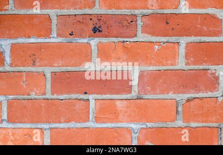 Red brick wall surface with visible cement joint for background Stock Photo