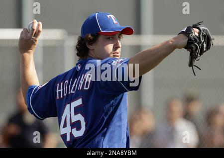 DEREK HOLLAND TEXAS RANGERS ACTION SIGNED 8x10