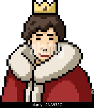 pixel art of royal king smile Stock Vector