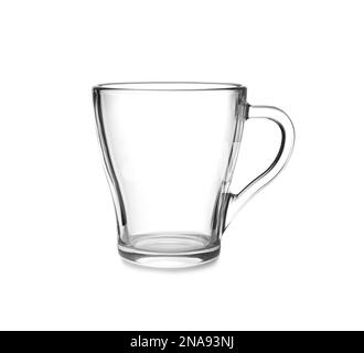 Empty glass cup isolated on white. Kitchen tableware Stock Photo